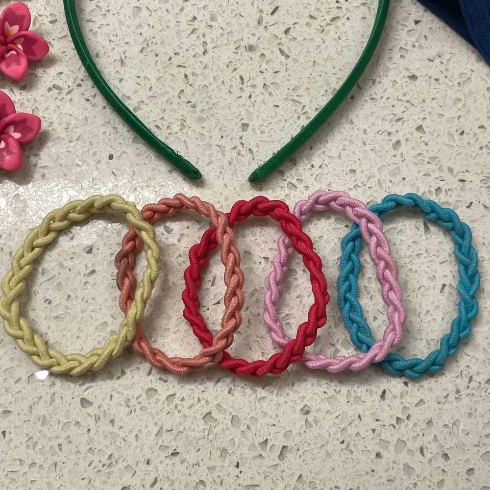 Bundle of Hair Accessories, Hibiscus Hair Clips, Rainbow Hair Ties, Head Bands - Picture 8 of 8